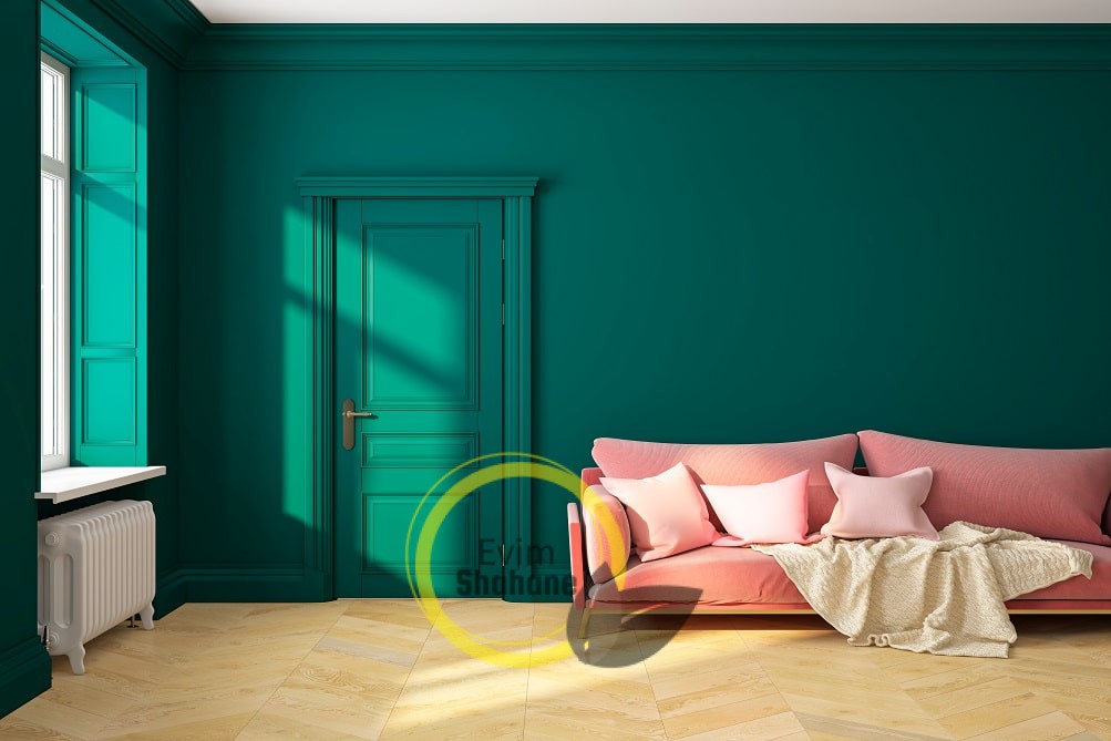 ترکیب دو رنگ در اتاق نشیمن