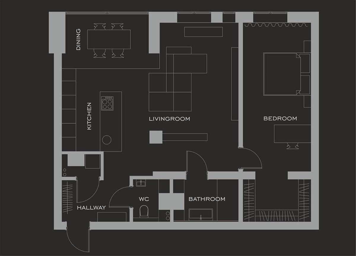 نقشه آپارتمان 80 متری